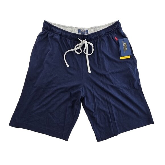 Polo Ralph Lauren Knit Shorts Men's Large Navy NWT Elastic Waist 10" Inseam NEW - Picture 1 of 13